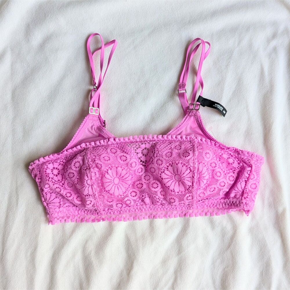 Aerie Real Power Wireless Plunge Bandeau Push Up Lace Bra 32B NEW Wire Free